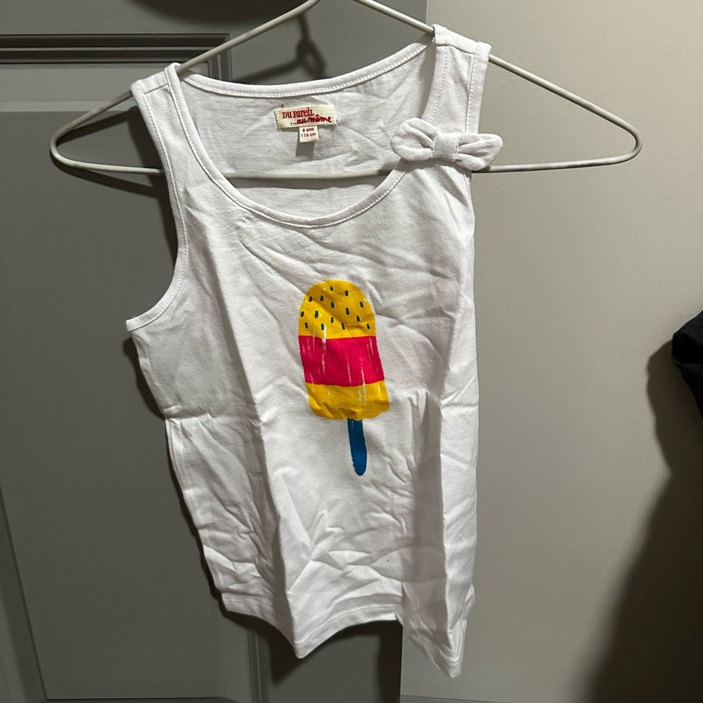 Du Pareil au Même White Popsicle Graphic Tank Top for Girls - Size: 6 years